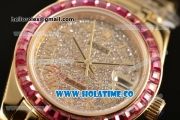 Rolex Datejust Pearlmaster 39MM Asia 2813 Automatic Yellow Gold Case/Bracelet with Diamonds Dial and Sapphires Bezel