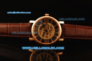 Cartier Rotonde De Cartier Skeleton Automatic Movement Rose Gold Case with Brown Leather Strap