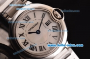 Cartier Ballon Bleu Small Swiss Quartz Stainless Steel Case Roman Markers with Stainless Steel Strap and White Dial