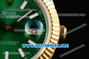 Rolex Datejust II Clone Rolex 3135 Automatic Two Tone Case/Bracelet with Green Dial and Stick Markers