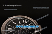 Cartier Ballon Bleu De 44MM Asia Automatic Steel Case with Black Dial White Roman Numeral Markers and Black Leather Strap