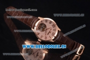 Jaeger-LECoultre Master Grande Tourbillon Swiss Tourbillon Automatic Rose Gold Case with Diamonds Dial and Brown Leather Strap (FT)