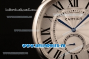 Cartier Drive de Cartier Asia Automatic Steel Case with White Dial and Black Leather Strap (AAAF)