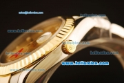 Rolex Datejust II Swiss ETA 2836 Automatic Full Steel with Yellow Gold Bezel and Gold Dial-Diamond Markers/Two Tone Strap