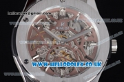 Hublot Classic Fusion Skeleton Asia Automatic Steel Case with Skeleton Dial and Brown Rubber Strap