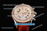 Breitling Avenger Seawolf Miyota Quartz Steel Case with White Dial Brown Leather Strap and Arabic Numeral Markers