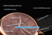 Cartier Rotonde Asia ST17 Automatic Rose Gold Case with Black Leather Strap and Brown Dial