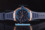 IWC Ingenieur Doppelchronograph Asia ST17 Automatic Rose Gold Case with Blue Bezel and Blue Dial - 7750 Coating