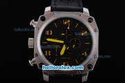 U-Boat Thousands of Feet Chronograph Automatic White Bezel with Black Dial-Yellow Marking