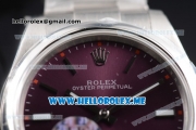 Rolex Oyster Perpetual Air King Clone Rolex 3132 Automatic Stainless Steel Case/Bracelet with Red Grape Dial and Stick Markers - 1:1 Original (JF)