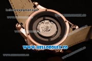 Roger Dubuis Excalibur Knights of the Round Table II Citizen 6T51 Manual Winding Rose Gold Case with Black Jade Dial and Black Leather Strap - (AAAF)