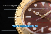 Rolex Yacht-Master 40 Clone Rolex 3135 Automatic Yellow Gold Case/Bracelet with Black MOP Dial and Dot Markers (BP)