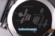 Patek Philippe Classic Chronograph Automatic with White Dial,Black Marking and Leather Strap