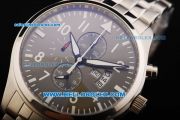 IWC Flieger Pilot's Chronograph Quartz Movement Full Steel with Grey Dial and White Markers-Limited Edition