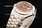 Rolex Day-Date II Automatic Movement Full Steel with Brown Dial and Diamond Markers