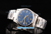 Rolex Milgauss Precision Automatic Movement Silver Case with Rose Gold Stick Markers-Blue Dial and SS Strap