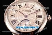 Cartier Ballon Bleu De Small Swiss Quartz Steel Case with White Dial Roman Numeral Markers and Black Leather Strap