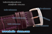 Franck Muller Master Square Swiss Quartz Steel Case with Diamond Bezel and Purple Leather Strap