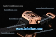 Richard Mille Tourbillon RM 057 Dragon Swiss ETA 2824 Automatic Rose Gold&Diamonds Case with Black Rubber Strap and Dragon Dial