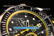 Omega Seamaster Diver 300M Chrono Miyota OS20 Quartz Steel Case with Black Dial and Yellow Inner Bezel