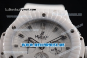 Hublot Big Bang Caviar Chronograph Miyota OS20 Quartz Ceramic Case with White Dial and White Rubber Strap Stick Markers