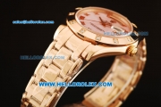 Rolex Day-Date Automatic Rose Gold Case with Diamond Bezel and Pink Dial-Rose Gold Strap