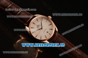 Omega De Ville Tresor Master Co-Axial Clone 8800 Automatic Rose Gold Case with White Dial and Brown Leather Strap - (YF)