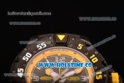 Richard Mille RM028 Swiss Valjoux 7750 Automatic PVD Case with Skeleton Dial and Black Rubber Strap - Yellow Inner Bezel