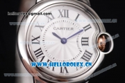 Cartier Ballon Bleu Medium Miyota OS2035 Quartz Two Tone Case/Bracelet with Roman Numeral Markers and White Dial