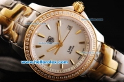 Tag Heuer Link 200 Meters Swiss Quartz Movement White Dial with Gold Stick Markers and Two Tone Strap