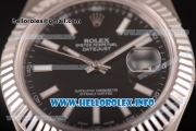 Rolex Datejust II Swiss ETA 2836 Automatic Full Steel with Black Dial and Luminous Stick Markers (BP)