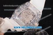 Richard Mille RM 56-01 Tourbillon Miyota 6T51 Manual Winding Sapphire Crystal Case with Skeleton Dial and Aerospace Nano Translucent Strap - White Inner Bezel
