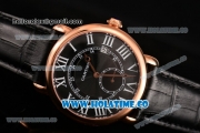Cartier Rotonde De Asia Manual Winding Rose Gold Case with Black Dial and White Roman Numeral Markers