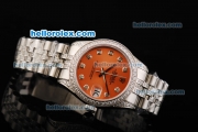 Rolex Datejust Automatic Movement Orange Dial with Diamond Markers and Diamond Bezel