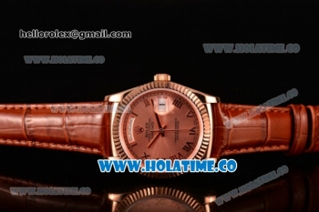 Rolex Day-Date Asia 2813/Swiss ETA 2836/Clone Rolex 3135 Automatic Rose Gold Case with Roman Numeral Markers and Rose Gold Dial (BP)