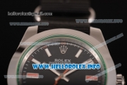 Rolex Milgauss Asia Automatic Steel Case with Black Dial Stick Markers and Black Nylon Strap