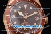 Tudor Heritage Black Bay Swiss ETA 2824 Automatic Rose Gold Case with Brown Dial Brown Leather Strap and Dot Markers (ZF)