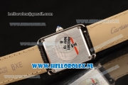 Cartier Tank Solo Swiss Quartz Movement Steel Case with White Dial and Black Leather Strap - 1:1 Origianl (ZF)