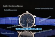 Vacheron Constantin Malte Miyota Quartz Steel Case with Blue Leather Bracelet Diamond Markers and Blue Dial