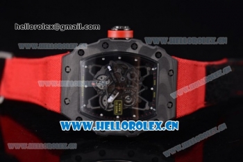 Richard Mille RM35-01 Miyota 9015 Automatic PVD Case with Skeleton Dial Dot Markers and Red Leather Strap