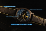 Ferrari California Chronograph Miyota Quartz Movement 7750 Coating/PVD Case with Black Dial and Black Leather Strap