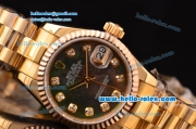 Rolex Datejust Lady 2813 Automatic Gold Case with Grey MOP Dial Yellow Gold Strap and Diamond Markers ETA Coating