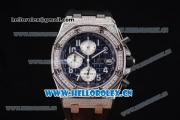 Audemars Piguet Royal Oak Offshore Seiko VK67 Quartz Steel/Diamonds Case with Black Dial and Silver Subdials Black Rubber Strap