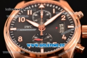 IWC Pilot's Watches Spitfire Chronograph Swiss Valjoux 7750 Automatic Rose Gold Case with Grey Dial Brown Leather Strap and Numeral Markers (BP)