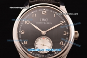 IWC Portuguese Swiss ETA 2836 Automatic Steel Case with Black Dial and Black Leather Strap