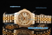 Rolex Datejust Automatic Movement ETA Coating Case with Gold Roman Numerals and Diamond Bezel