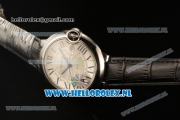 Cartier Ballon Bleu De 9015 Auto Steel Case with White Dial and Black Leather Strap