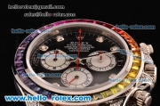 Rolex Daytona Rainbow Chrono Swiss Valjoux 7750-SHG Automatic Steel Case with Diamond Bezel Black Markers and Diamond Markers