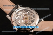 Breguet Classique Complications Swiss Tourbillon Manual Winding Steel Case with Skeleton Dial and Black Leather Strap