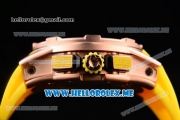 Richard Mille RM 60-01 Asia 2813 Automatic Rose Gold Case with Skeleton Dial and Yellow Rubber Strap Rose Gold Bezel (EF)